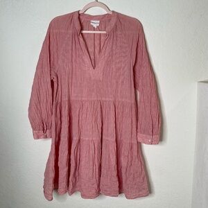 Felicite Semi Sheer 100% Cotton Pink Long Sleeve Dress Womens Sz 3 Textured USA
